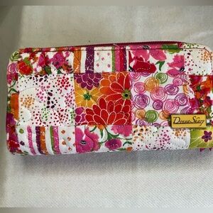 Donna Sharp Pink and Red Floral Wallet with Patchwork Design